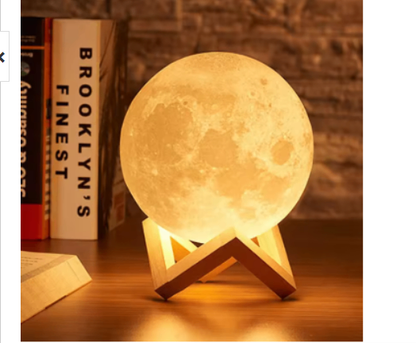 Hölzerne Mond-Schreibtischlampe mit Touch-Steuerung und Standfuß