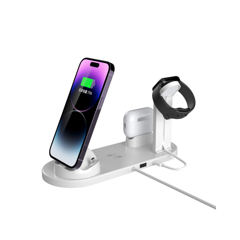 Cargador inalámbrico 4 en 1 para teléfonos, auriculares y relojes