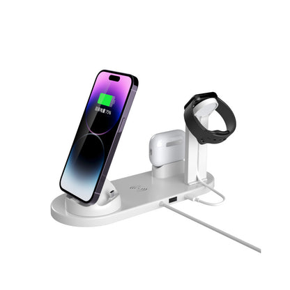 Cargador inalámbrico 4 en 1 para teléfonos, auriculares y relojes