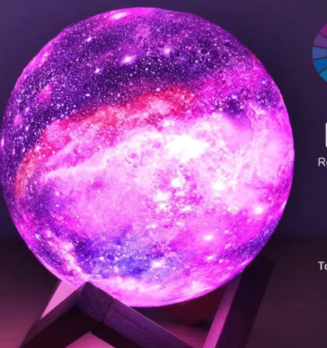 Hölzerne Mond-Schreibtischlampe mit Touch-Steuerung und Standfuß