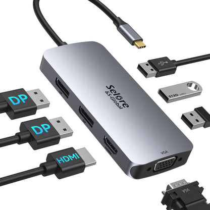 Selore USB C Dockingstation mit Dual-Monitor-Adapter