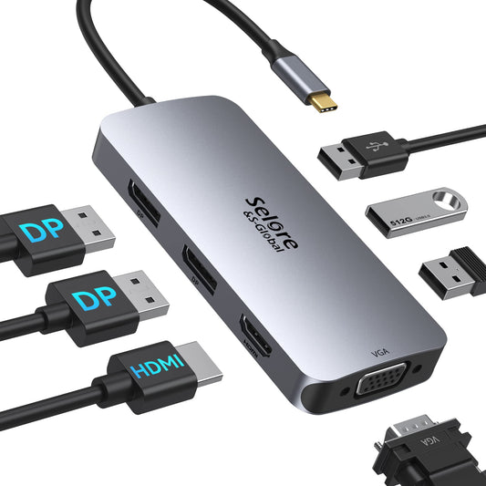 Selore USB C Dockingstation mit Dual-Monitor-Adapter