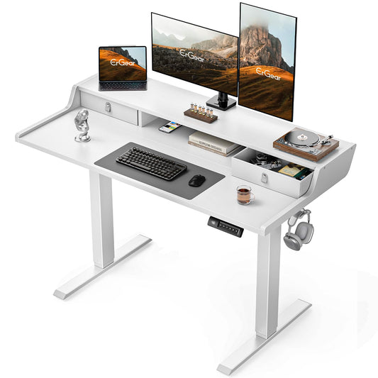 ErGear Electric Standing Desk with Drawers 48″ x 24″ Gaming Desk with Monitor Stand