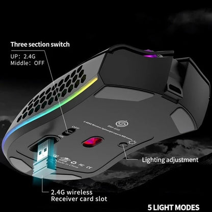 BM600 Wiederaufladbare Kabellose RGB Gaming-Maus für PC
