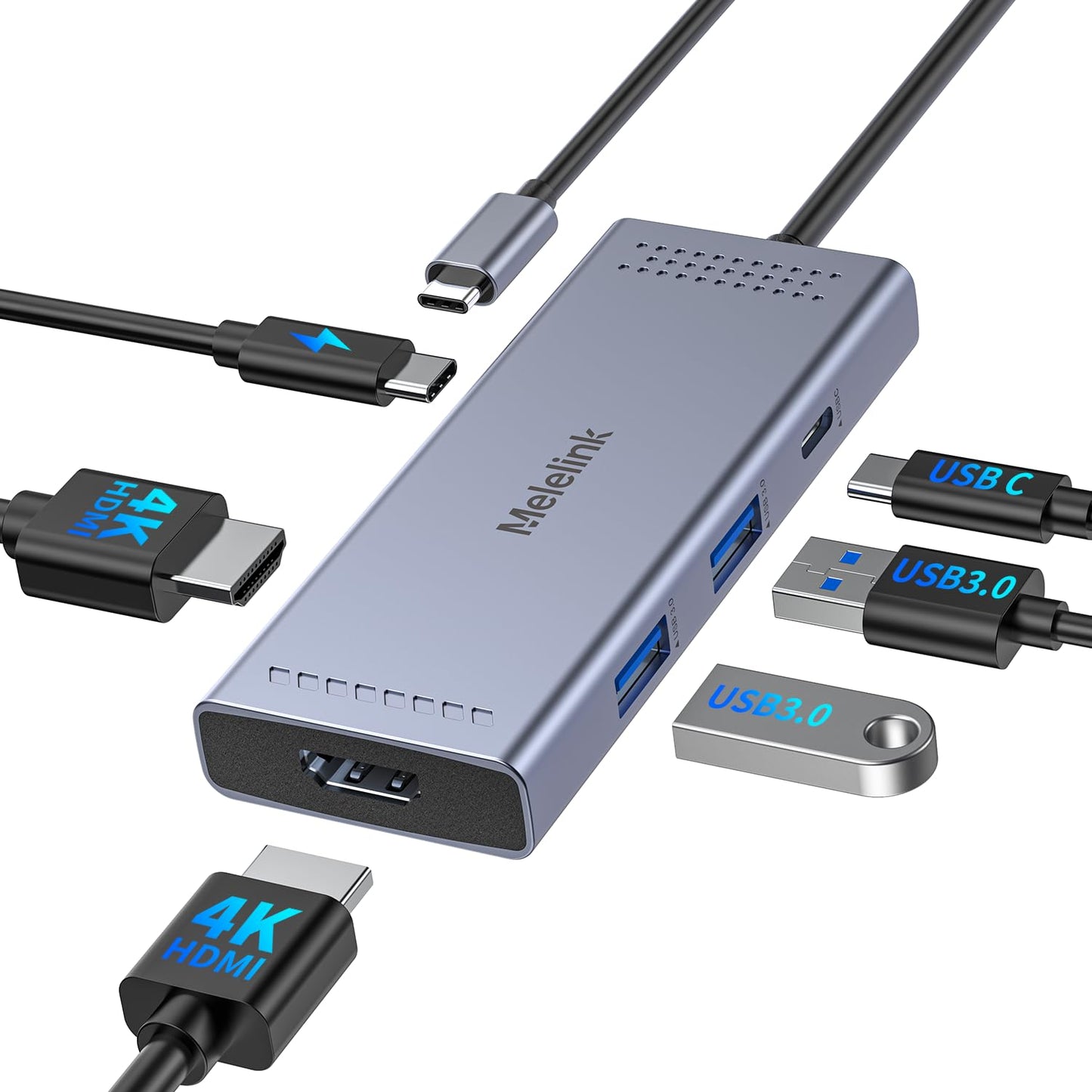 Melelink USB C Dockingstation Dual Monitor HDMI Adapter