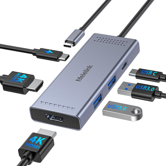Melelink USB C Dockingstation Dual Monitor HDMI Adapter
