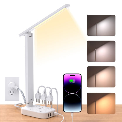 LED Desk Lamp 3 Outlets 4 USB Ports